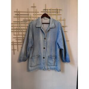 Sarah Alexander Denim Shacket Jacket Size 8 Oversized Distressed